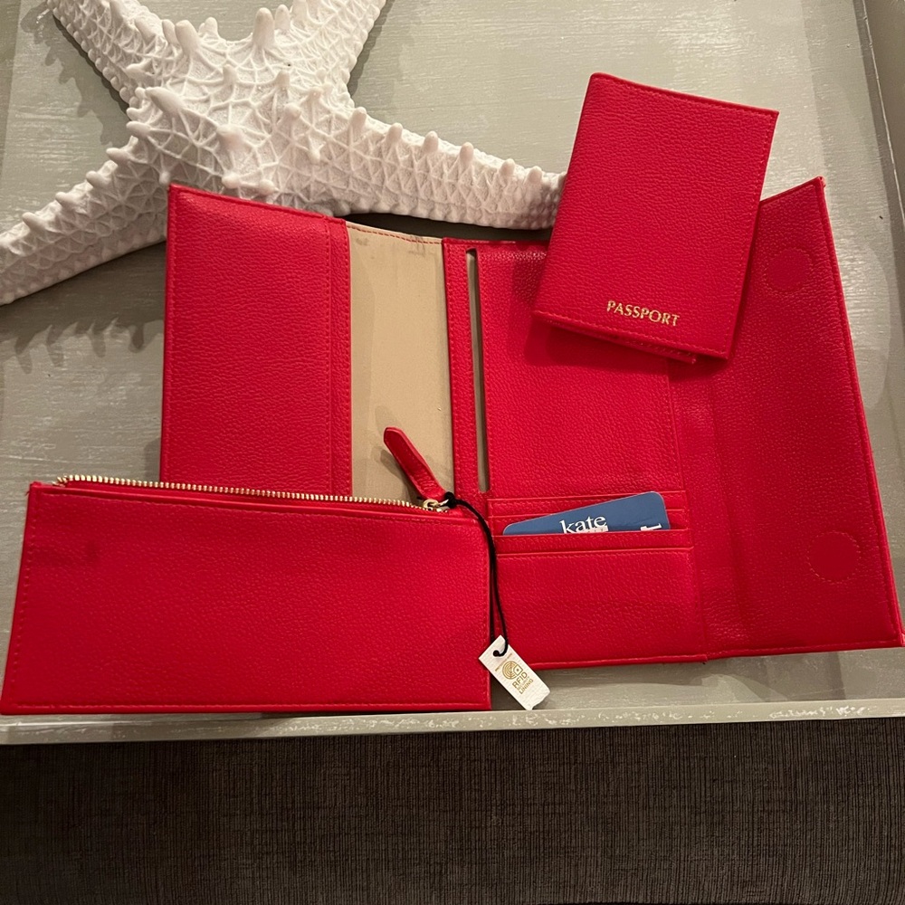NWT Kate Landry Red Travel Wallet and Passport Holder